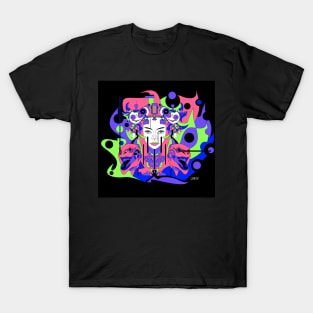 technological woman mask in ecopop future glitch vector art T-Shirt